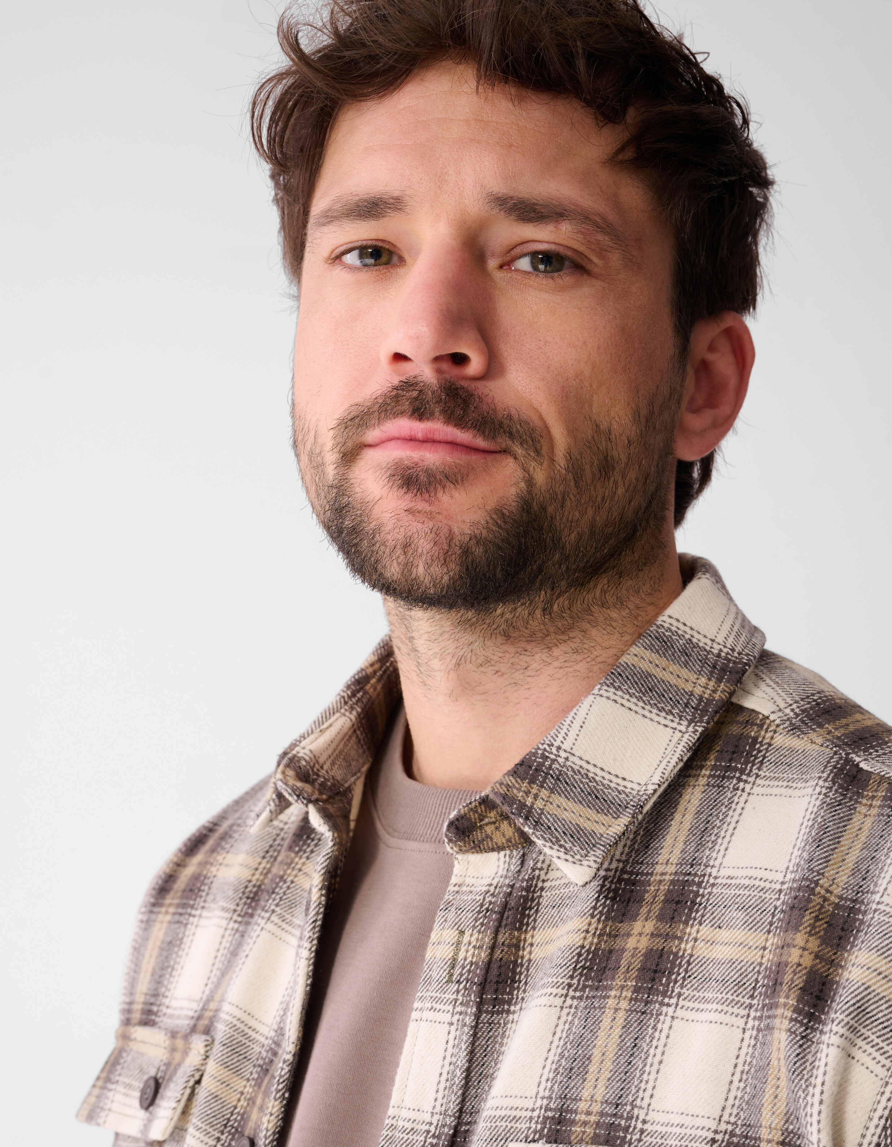 Ruiten Overhemd Lichtbruin SHOEBY MEN