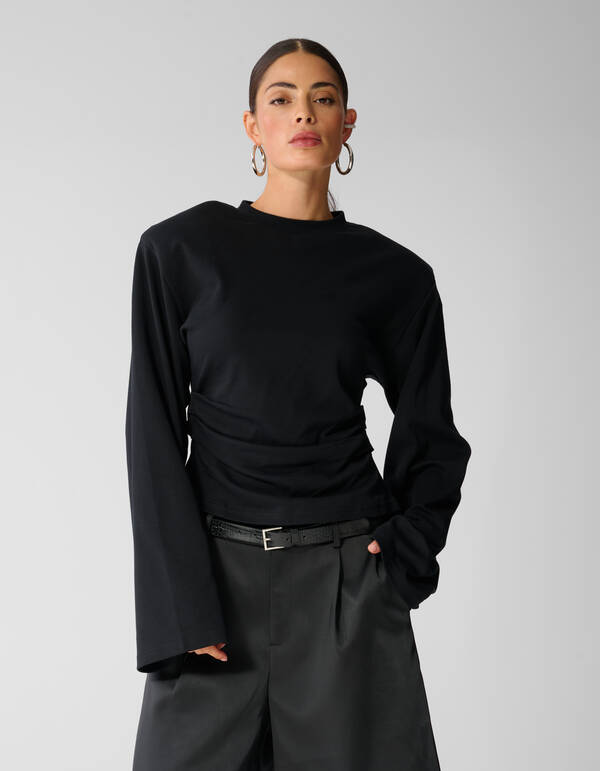 Waisted Longsleeve T-shirt Zwart SHOEBY WOMEN