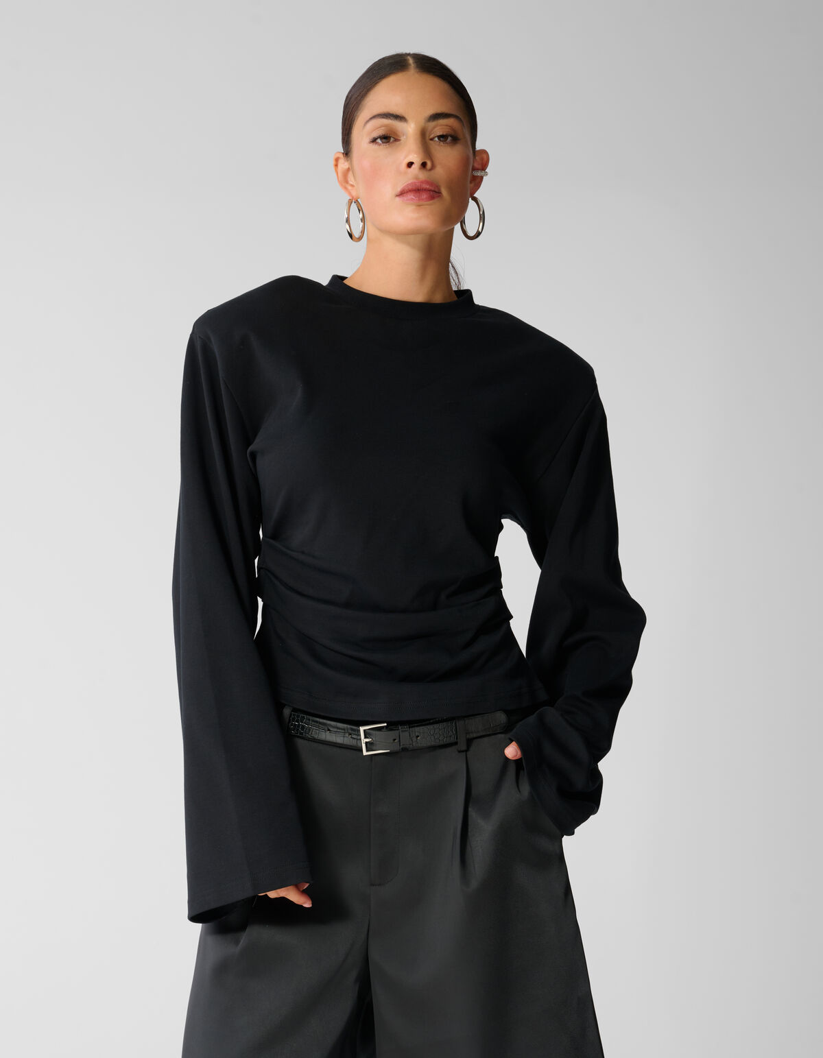 Waisted Longsleeve T-shirt Zwart SHOEBY WOMEN