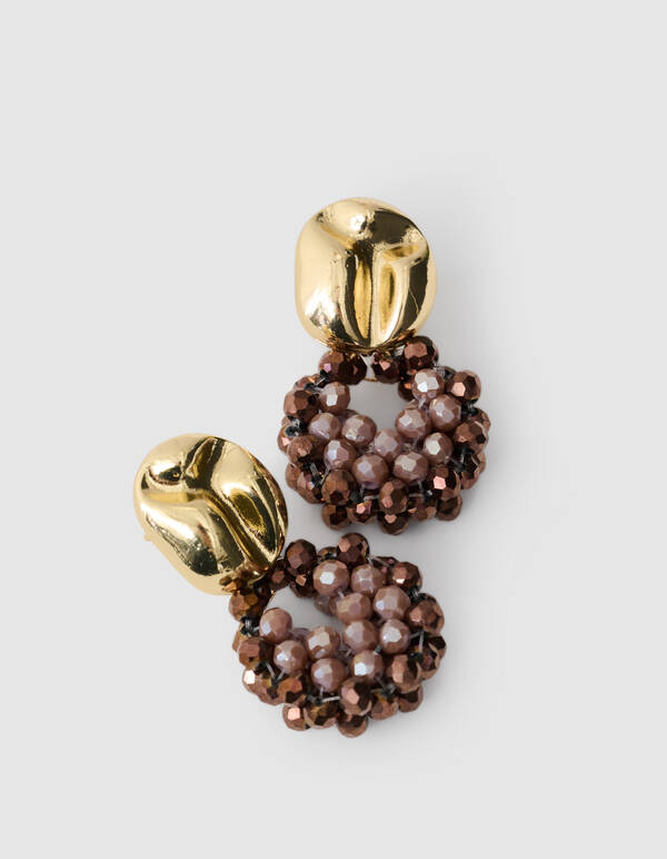 Beaded Roundy Oorbellen Bruin SHOEBY ACCESSOIRES