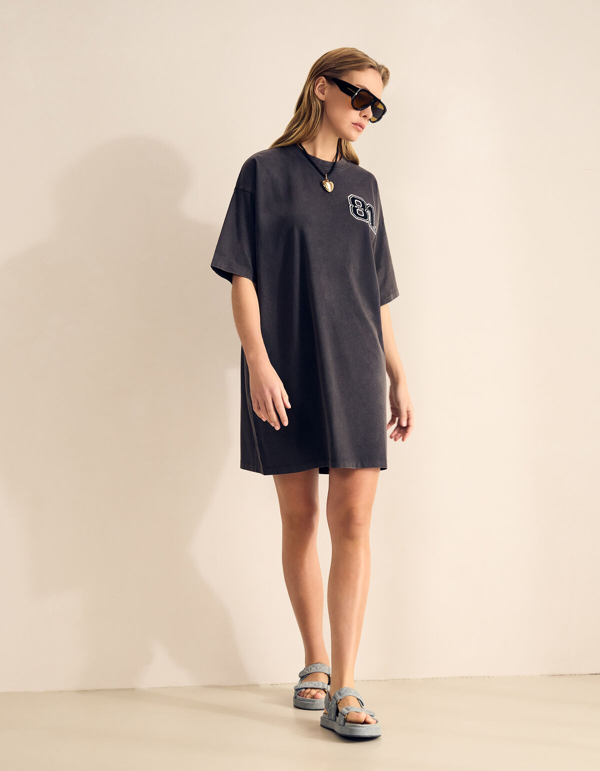 Washed T-shirt Dress Donkergrijs SHOEBY WOMEN