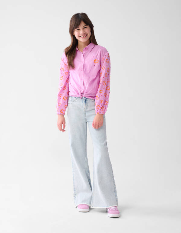 Wide Leg Fit Jeans Bleached SHOEBY GIRLS