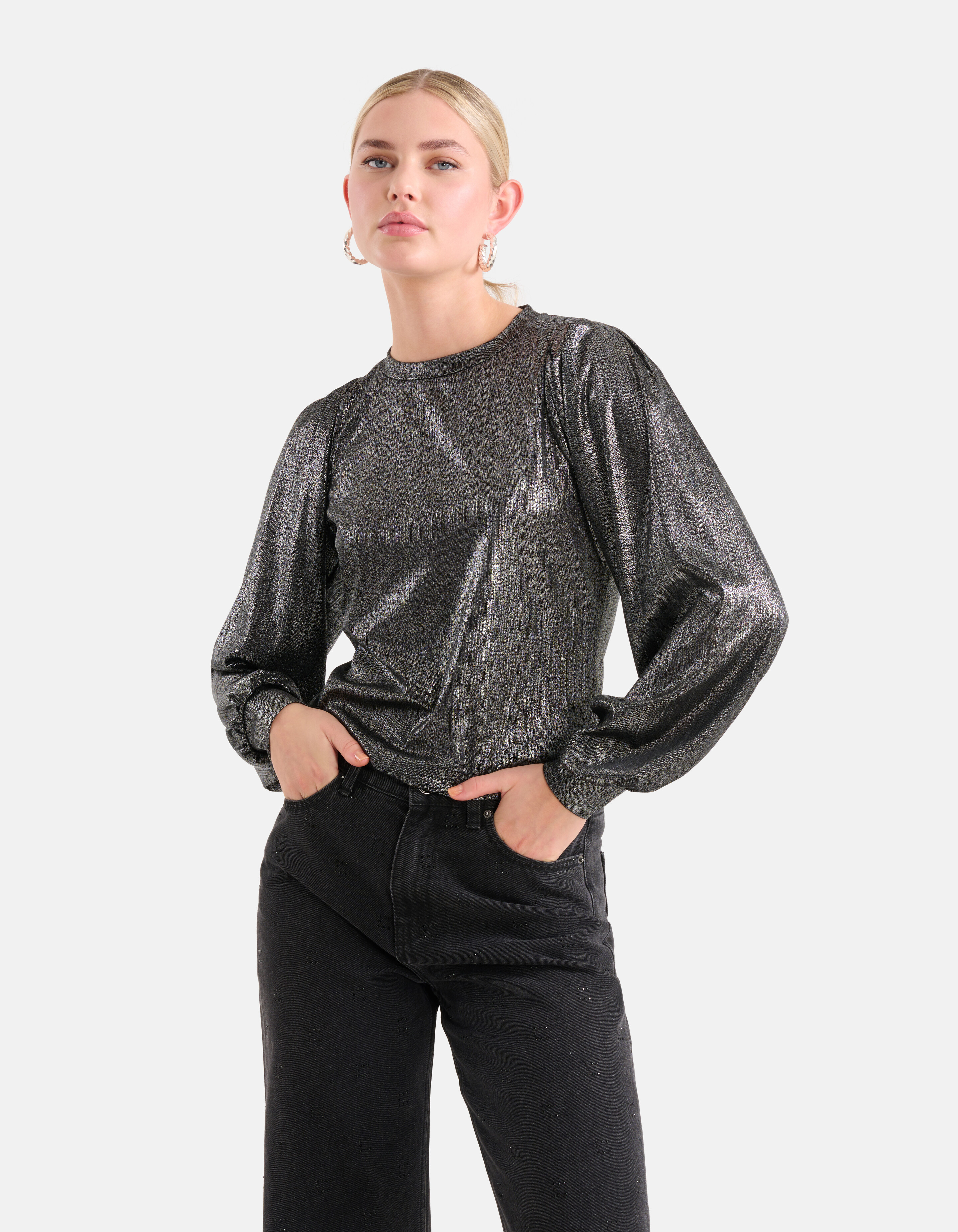 Glitter Lange Mouwen Top Zwart SHOEBY WOMEN