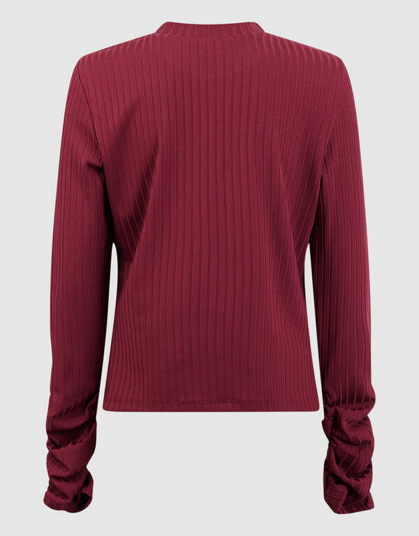 Soft Puff Rib Longsleeve Donkerrood SHOEBY GIRLS