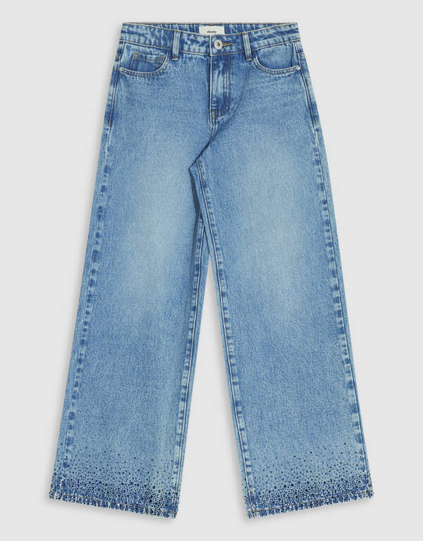 Strass Ultra Wide Leg Fit Jeans Blauw SHOEBY GIRLS