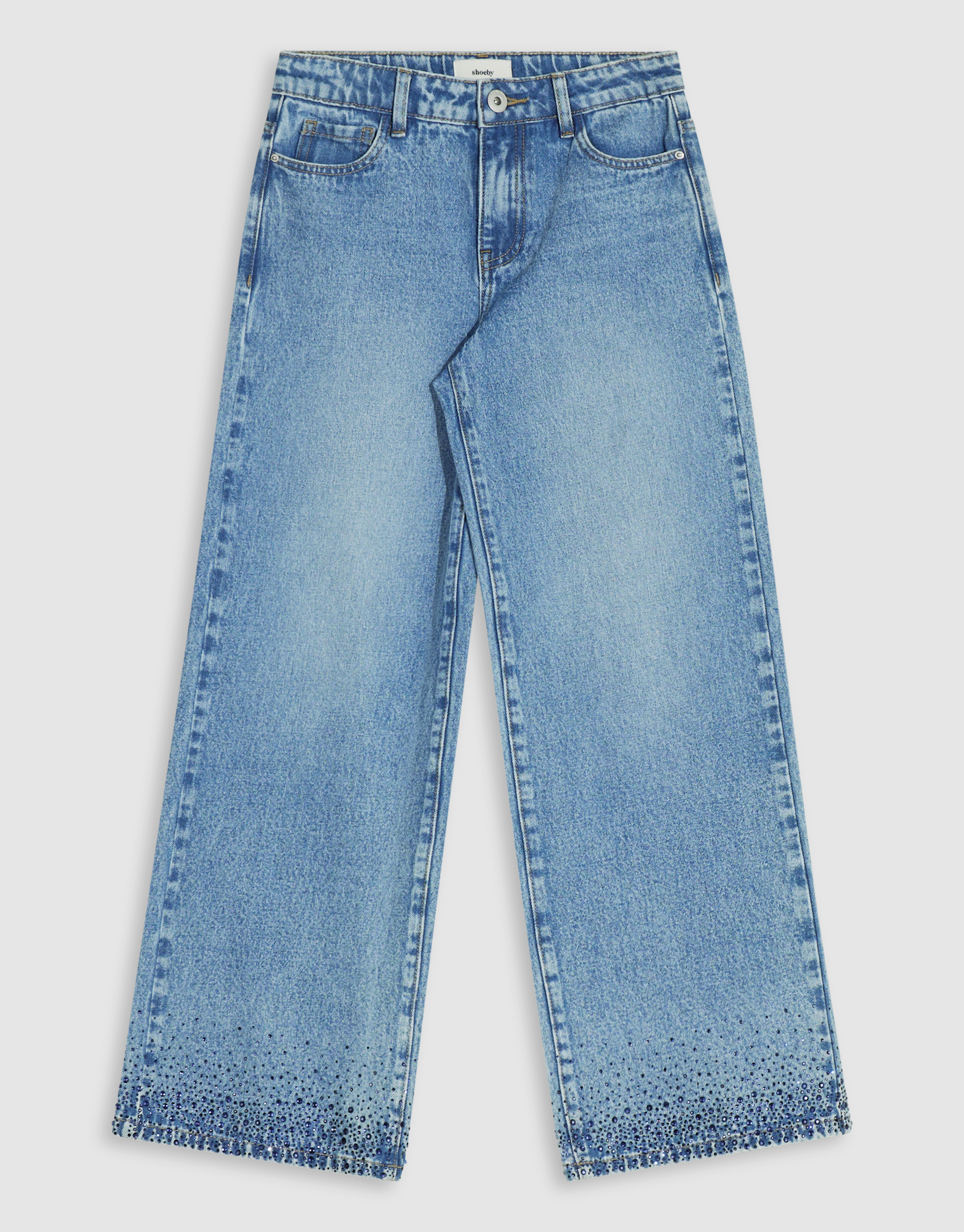 Strass Ultra Wide Leg Fit Jeans Blauw SHOEBY GIRLS