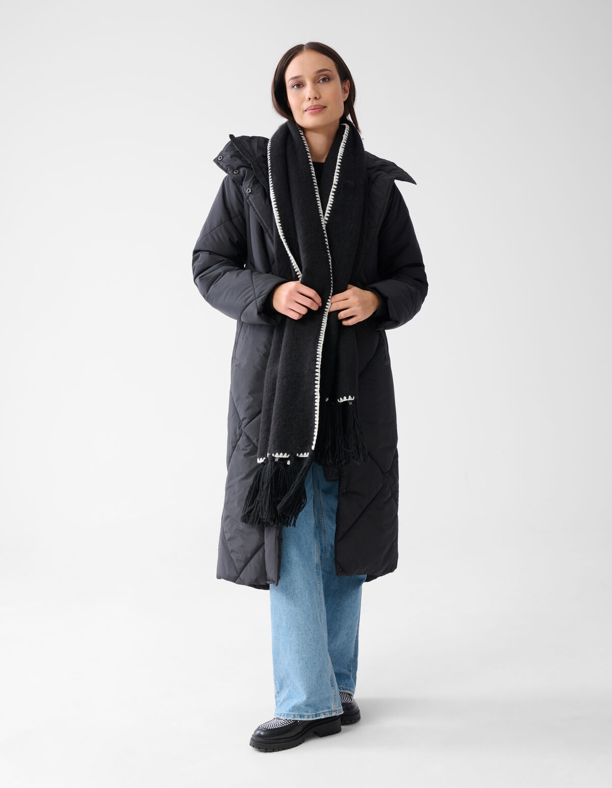 Stitched Sjaal Zwart SHOEBY ACCESSOIRES