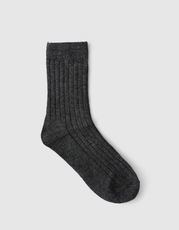 Ribbed Sok Donkergrijs SHOEBY ACCESSOIRES