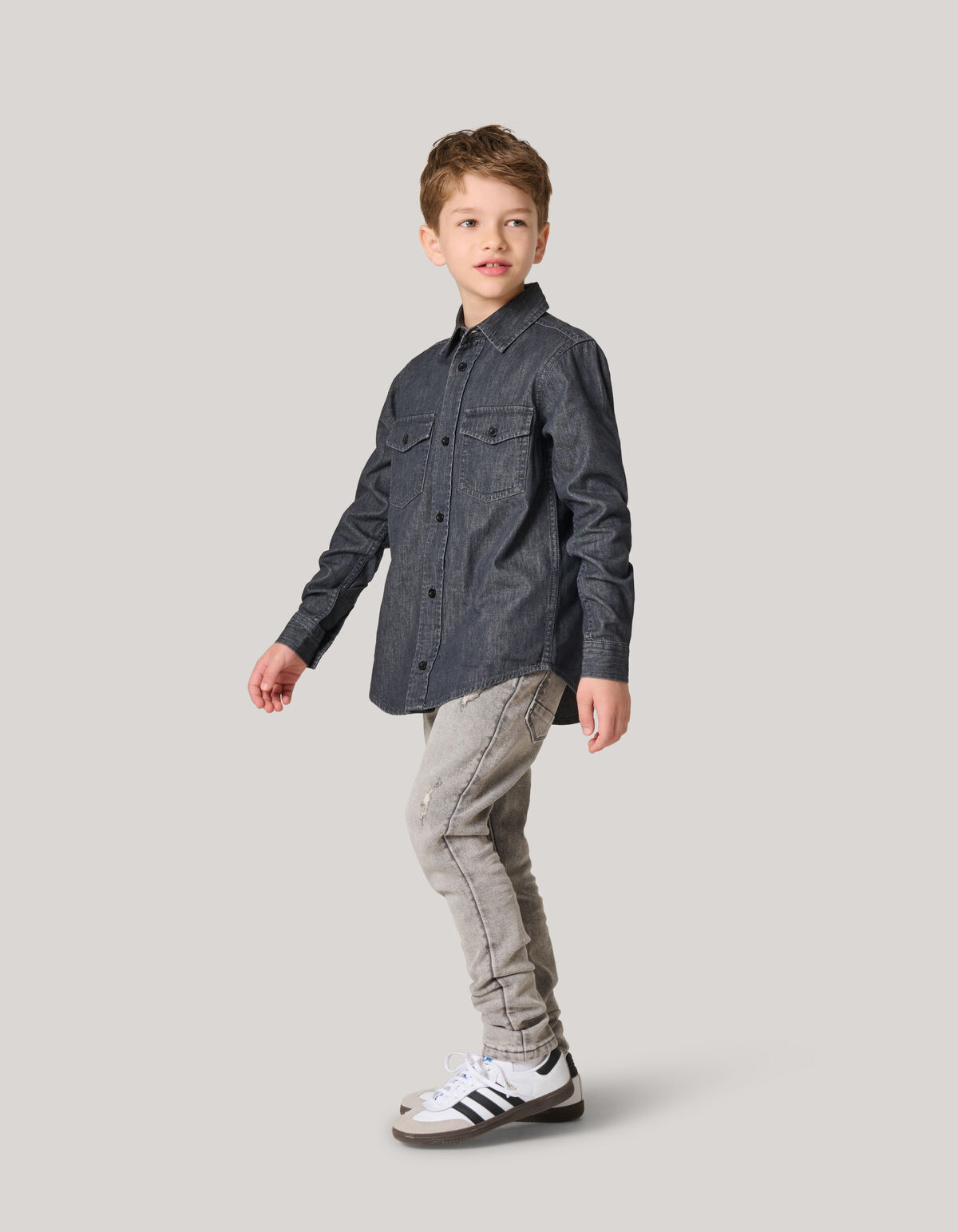 Denim Overhemd Donkergrijs SHOEBY BOYS