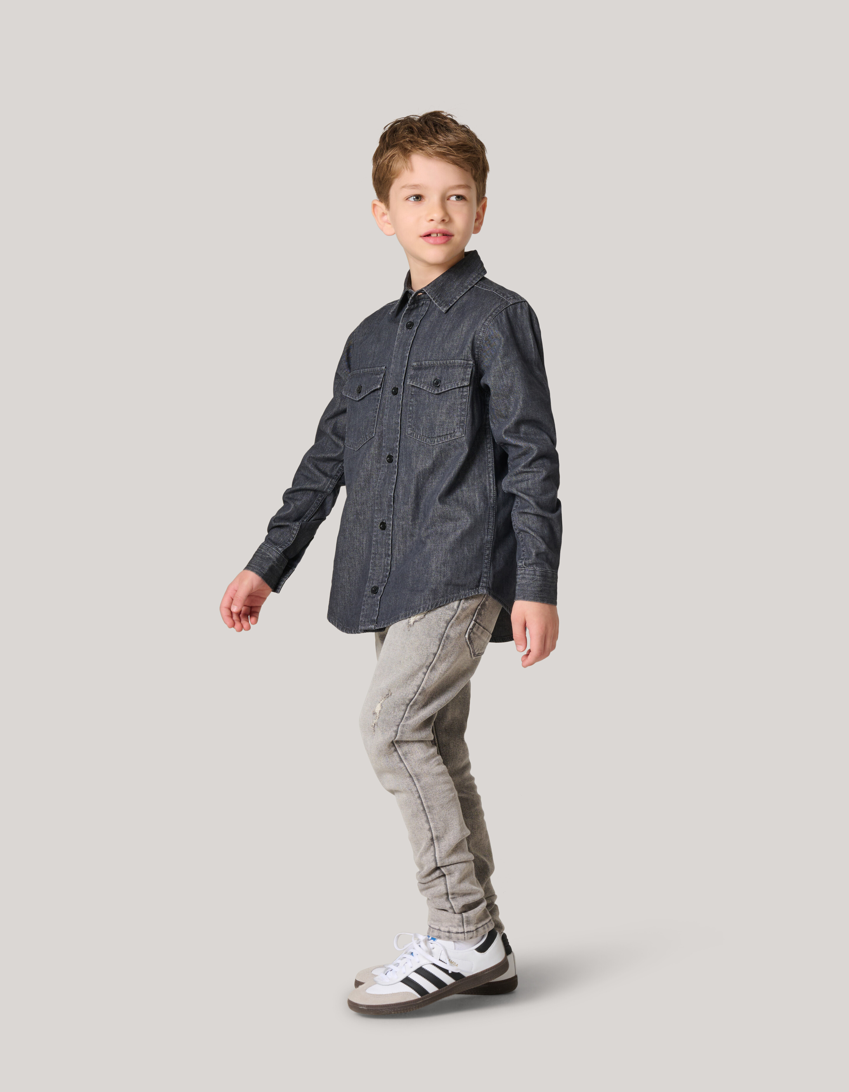 Denim Overhemd Donkergrijs SHOEBY BOYS