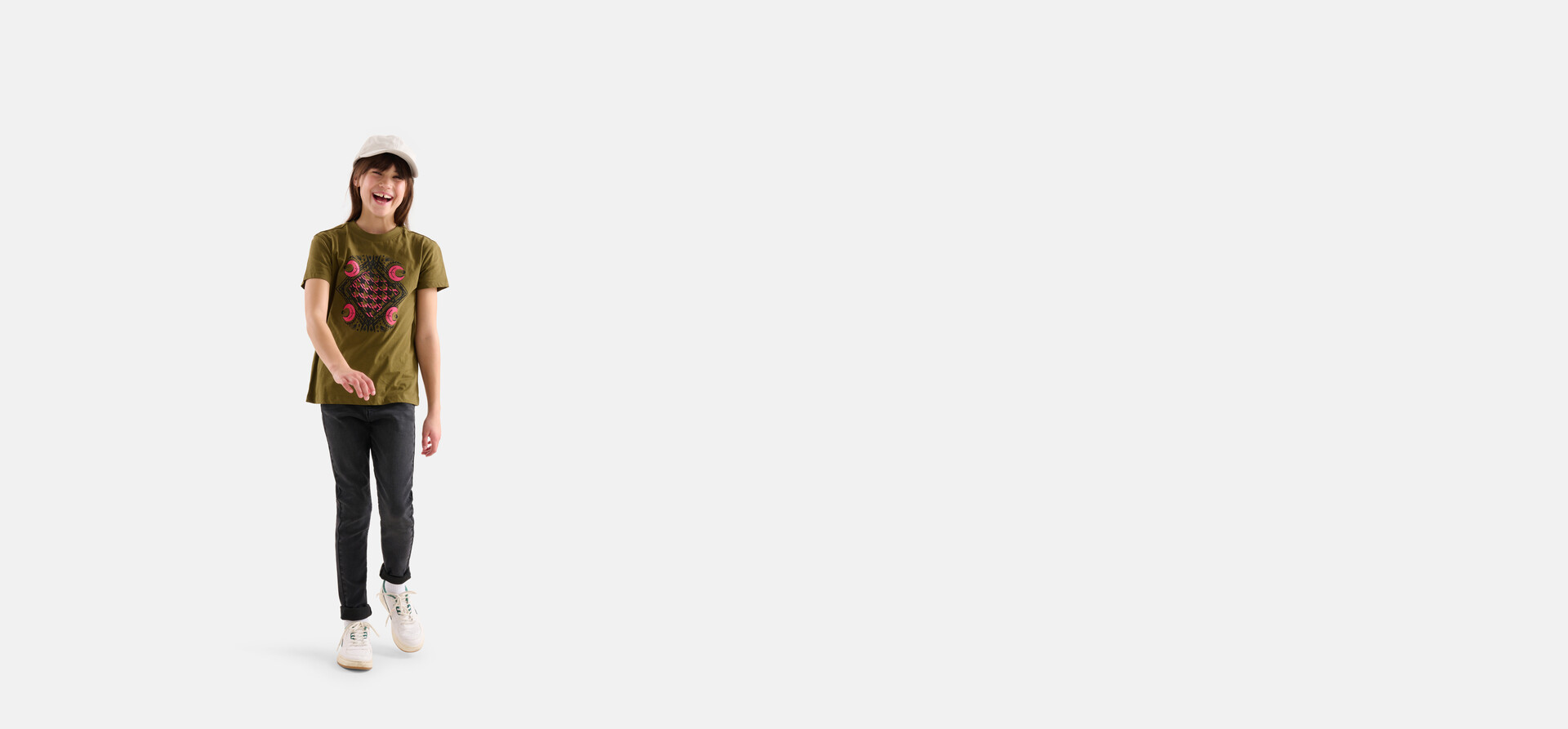 Print Loose Fit T-shirt Donkergroen SHOEBY GIRLS