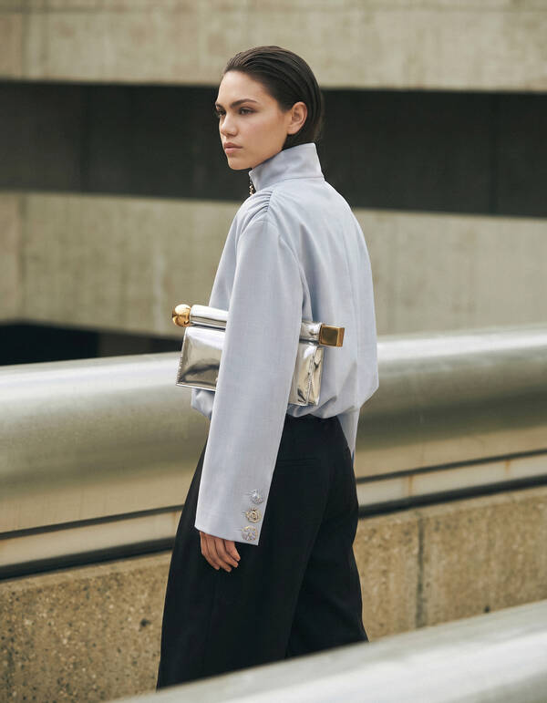 Fancy Button Blouse Lichtgrijs SHOEBY WOMEN
