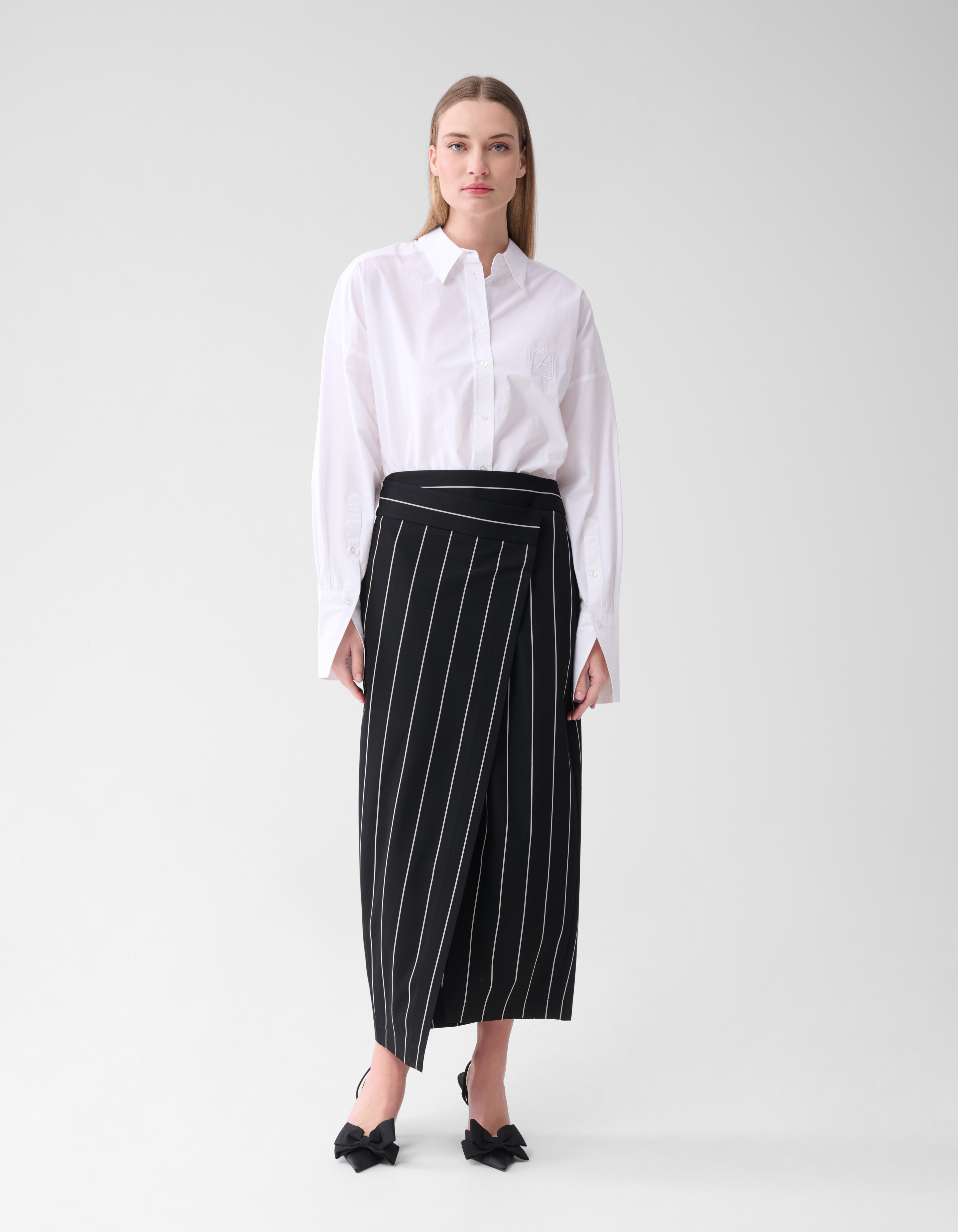 Stripe Overslag Maxi Rok Zwart/Wit By Lonneke SHOEBY WOMEN
