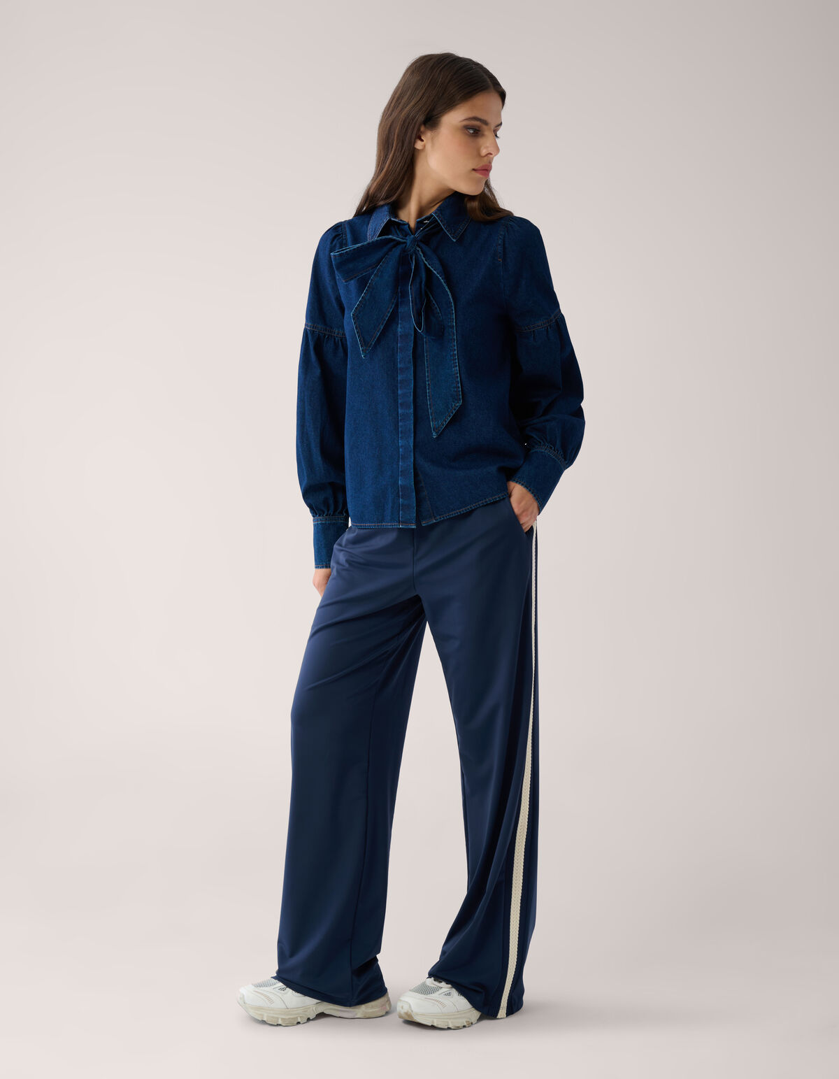 Travel Tape Wide Leg Broek Donkerblauw SHOEBY WOMEN