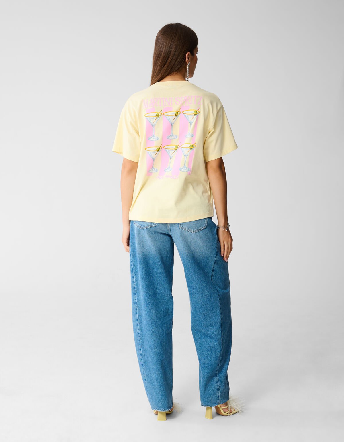Cocktail Artwork T-shirt Lichtgeel SHOEBY WOMEN