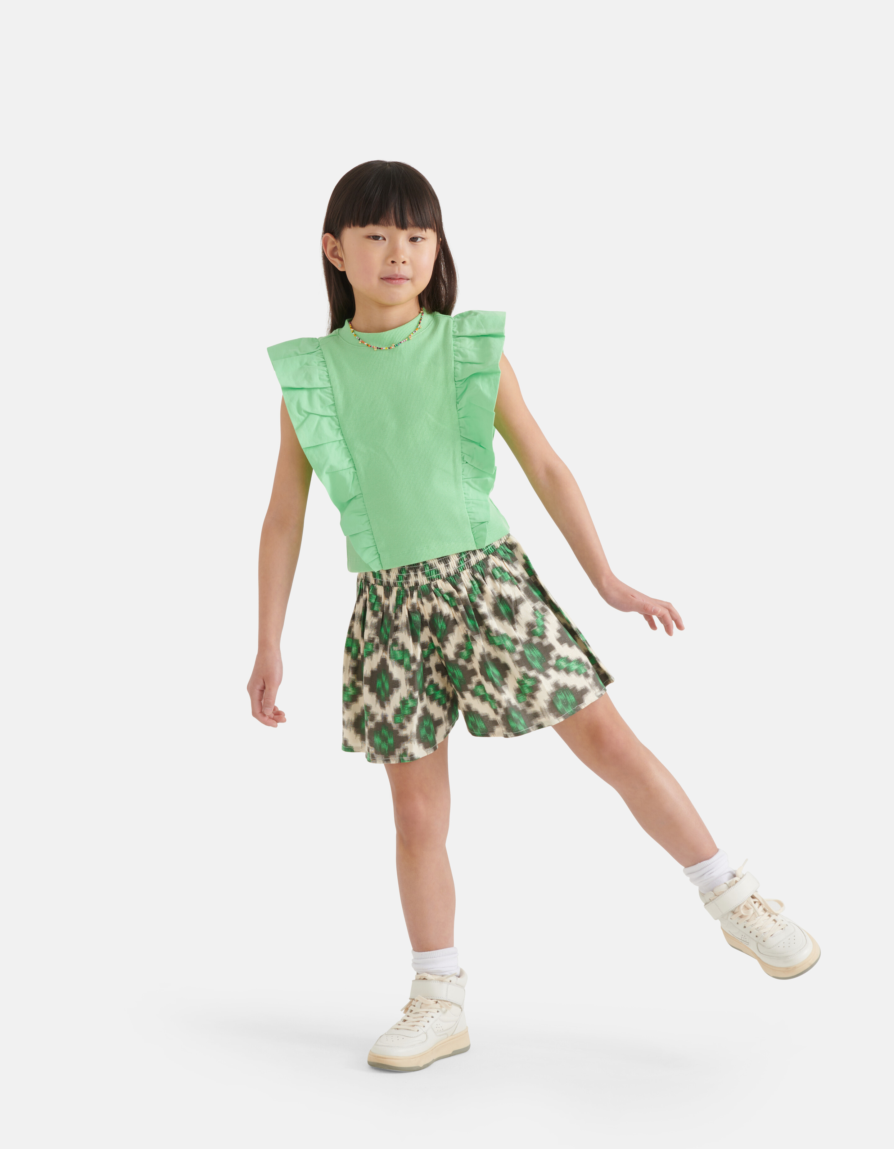 Ruffle T-shirt Groen SHOEBY GIRLS