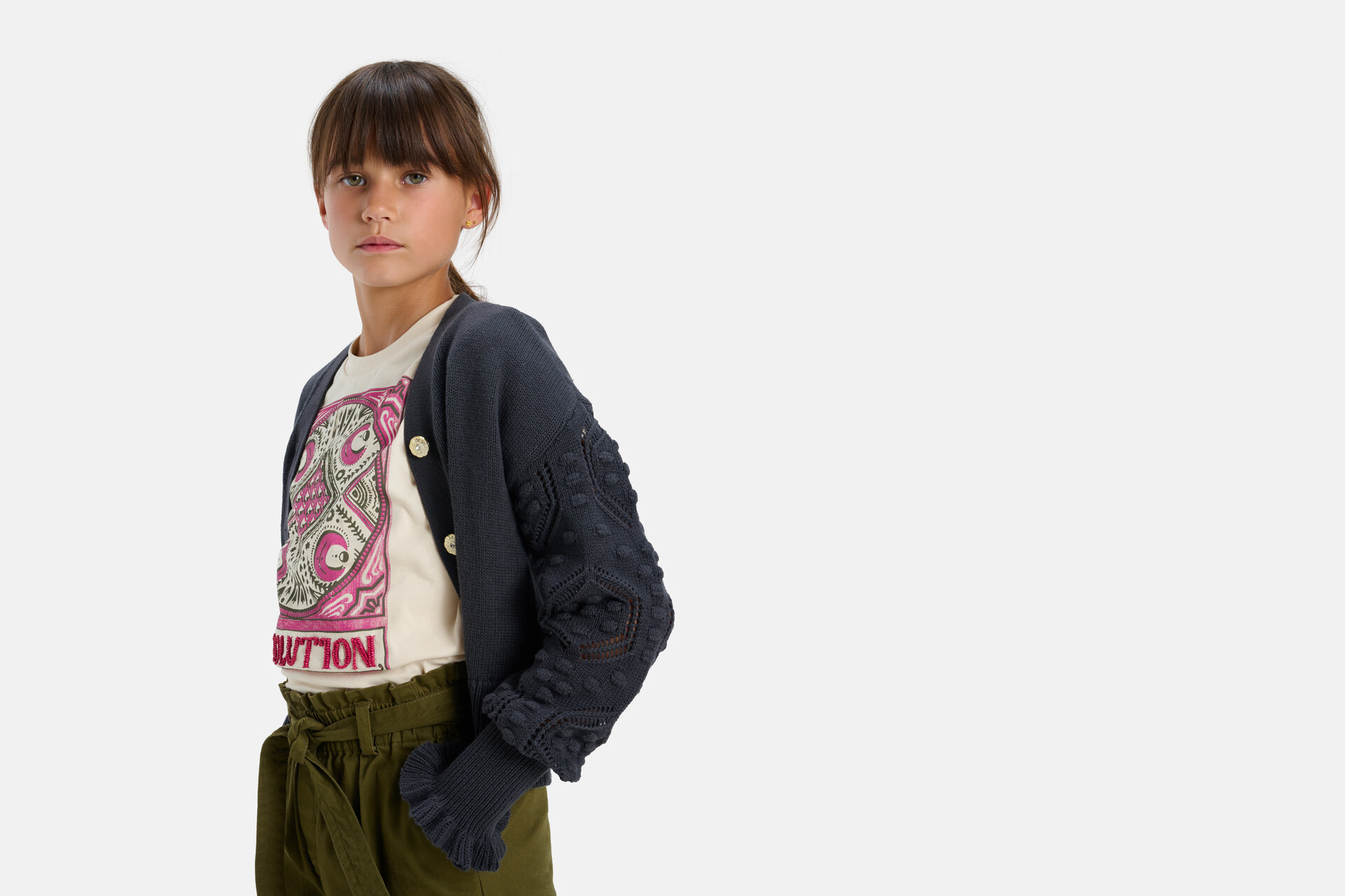 Katoenen Vest Donkergrijs SHOEBY GIRLS