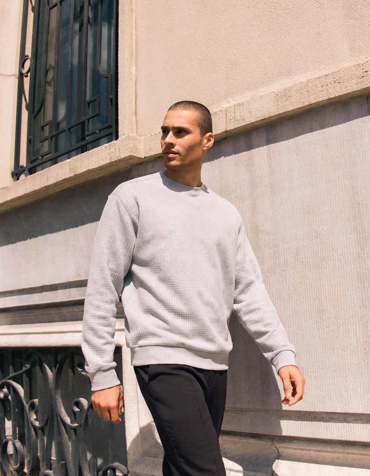 Camo Structure Sweater Lichtgrijs SHOEBY MEN