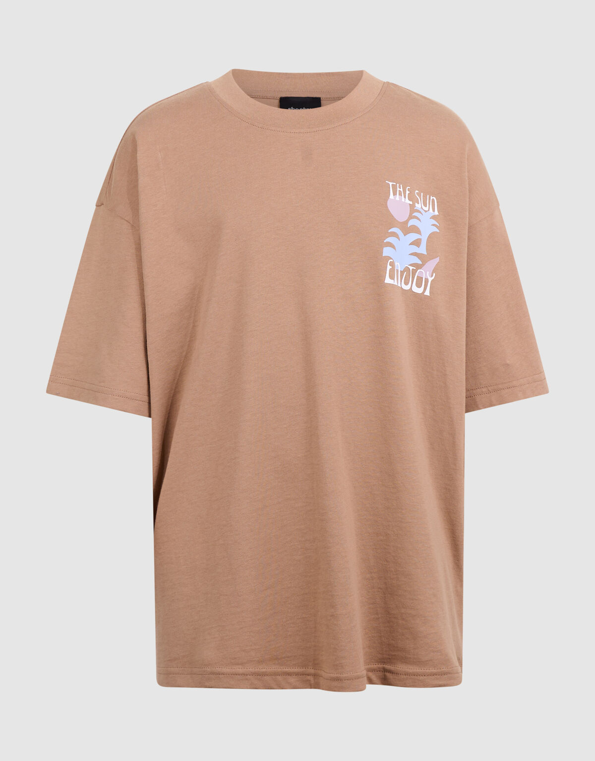 Oversized Sun Artwork T-shirt Lichtbruin SHOEBY BOYS