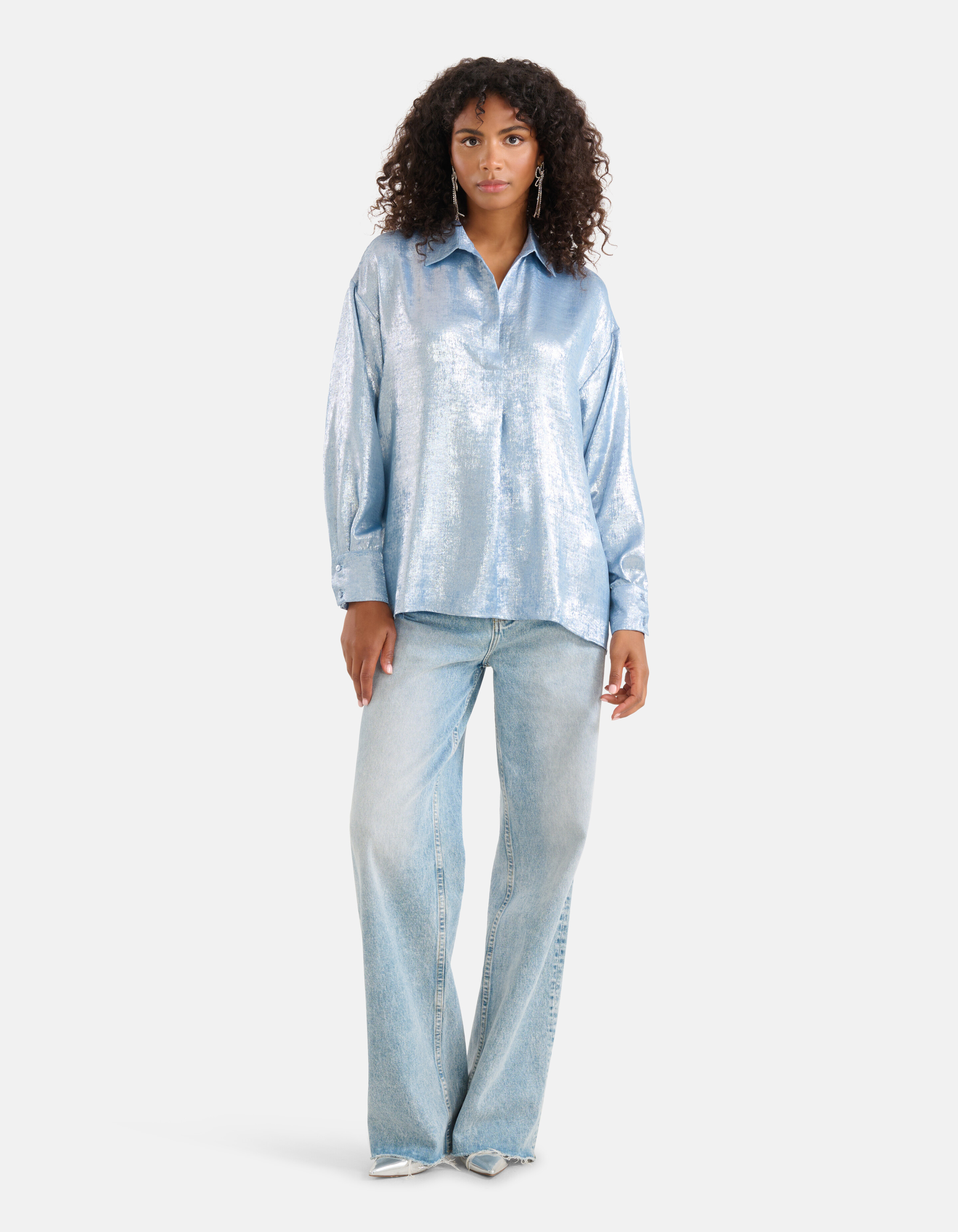 Metallic Blouse Lichtblauw SHOEBY WOMEN