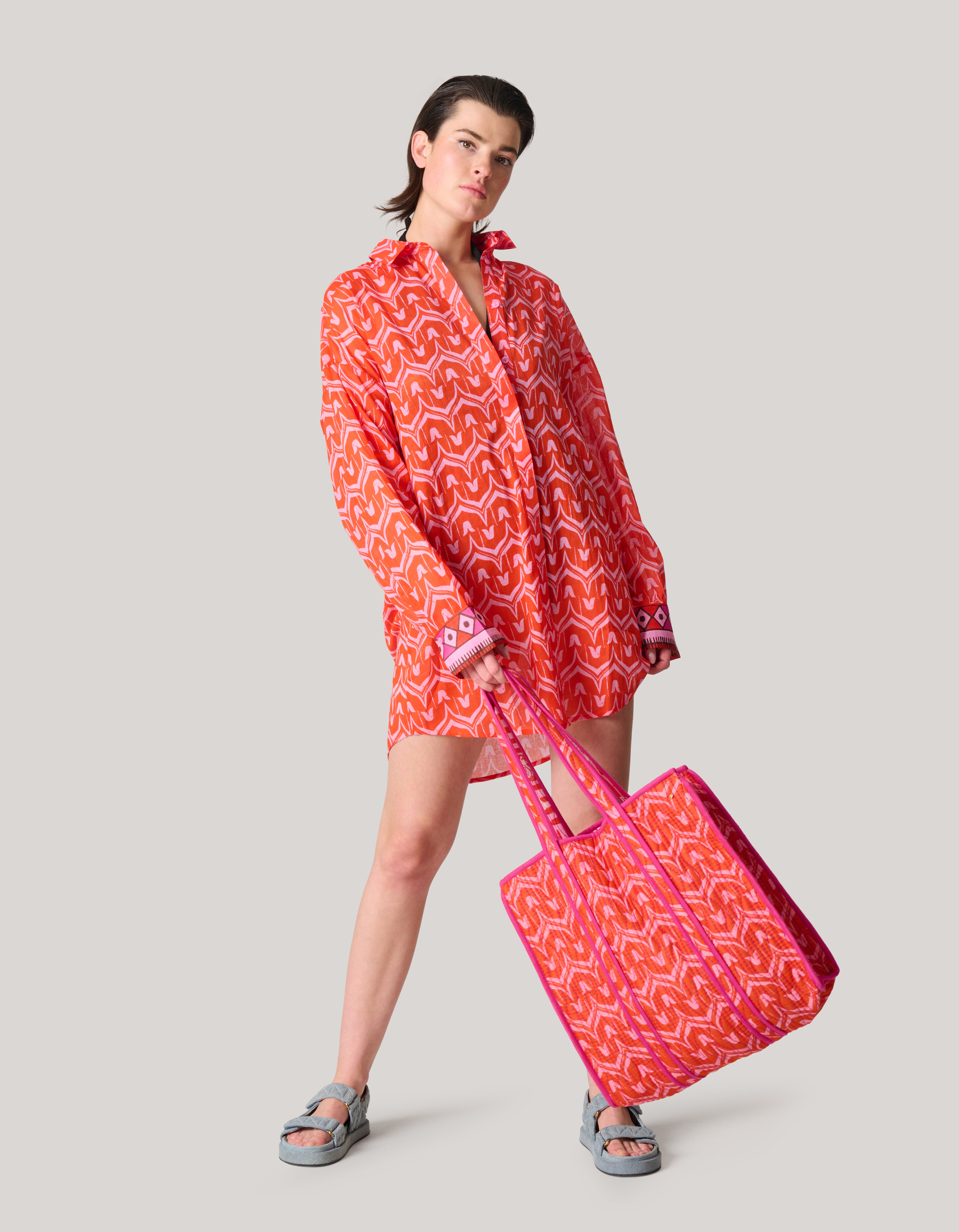 Reversible Printed Shopper Oranje SHOEBY ACCESSOIRES