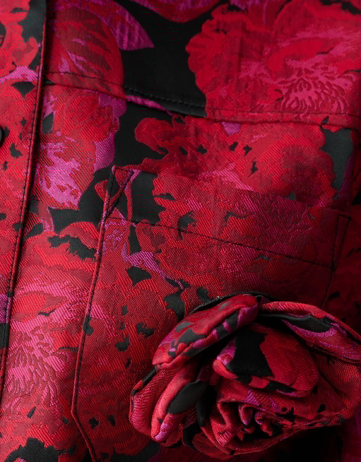 Rose Jacquard Blouse Donkerrood SHOEBY WOMEN