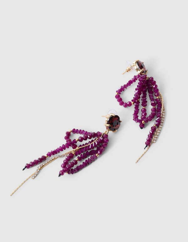 Beaded Strass Oorbellen Donkerpaars SHOEBY ACCESSOIRES