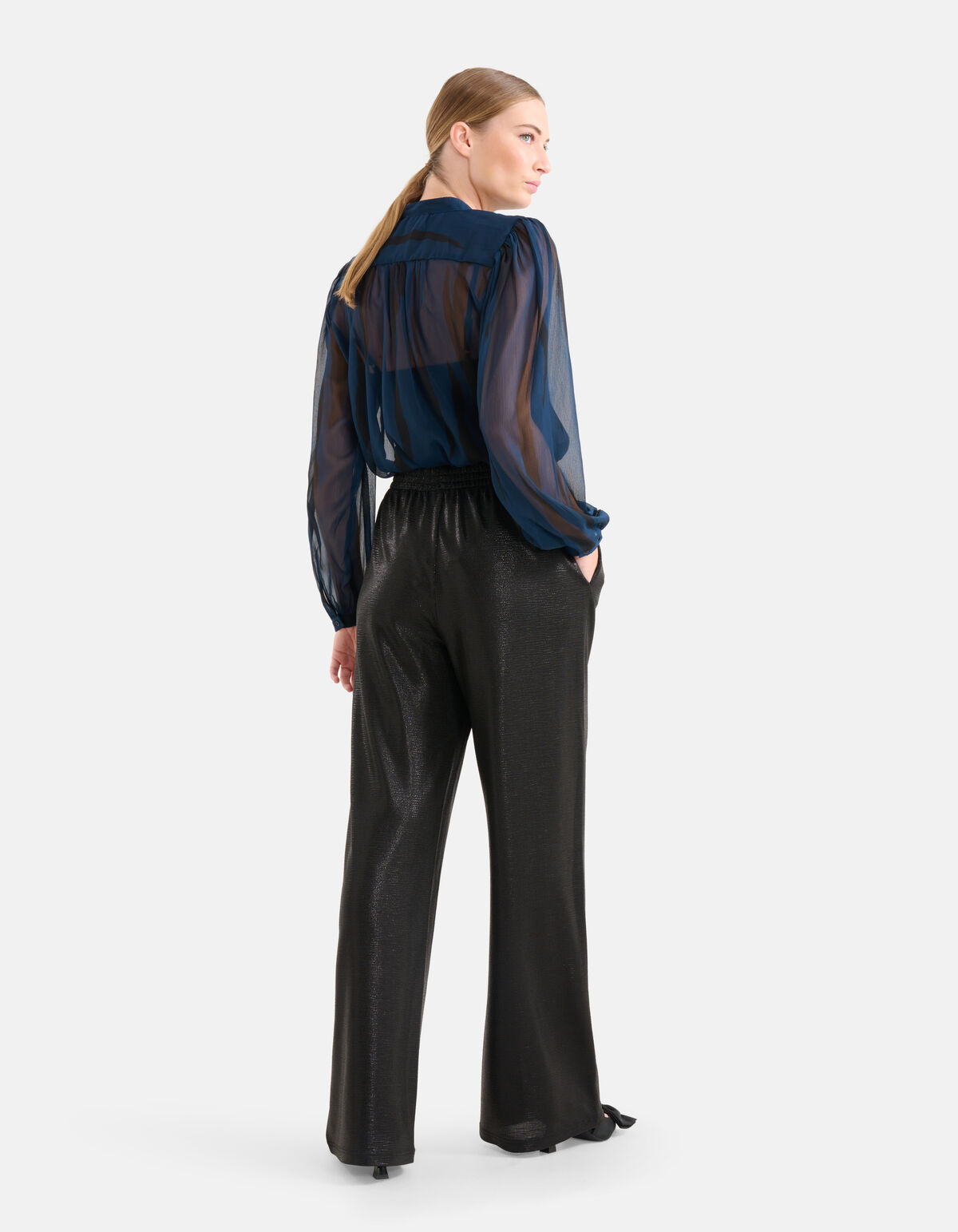 Two Tone Print Blouse Donkerblauw SHOEBY WOMEN