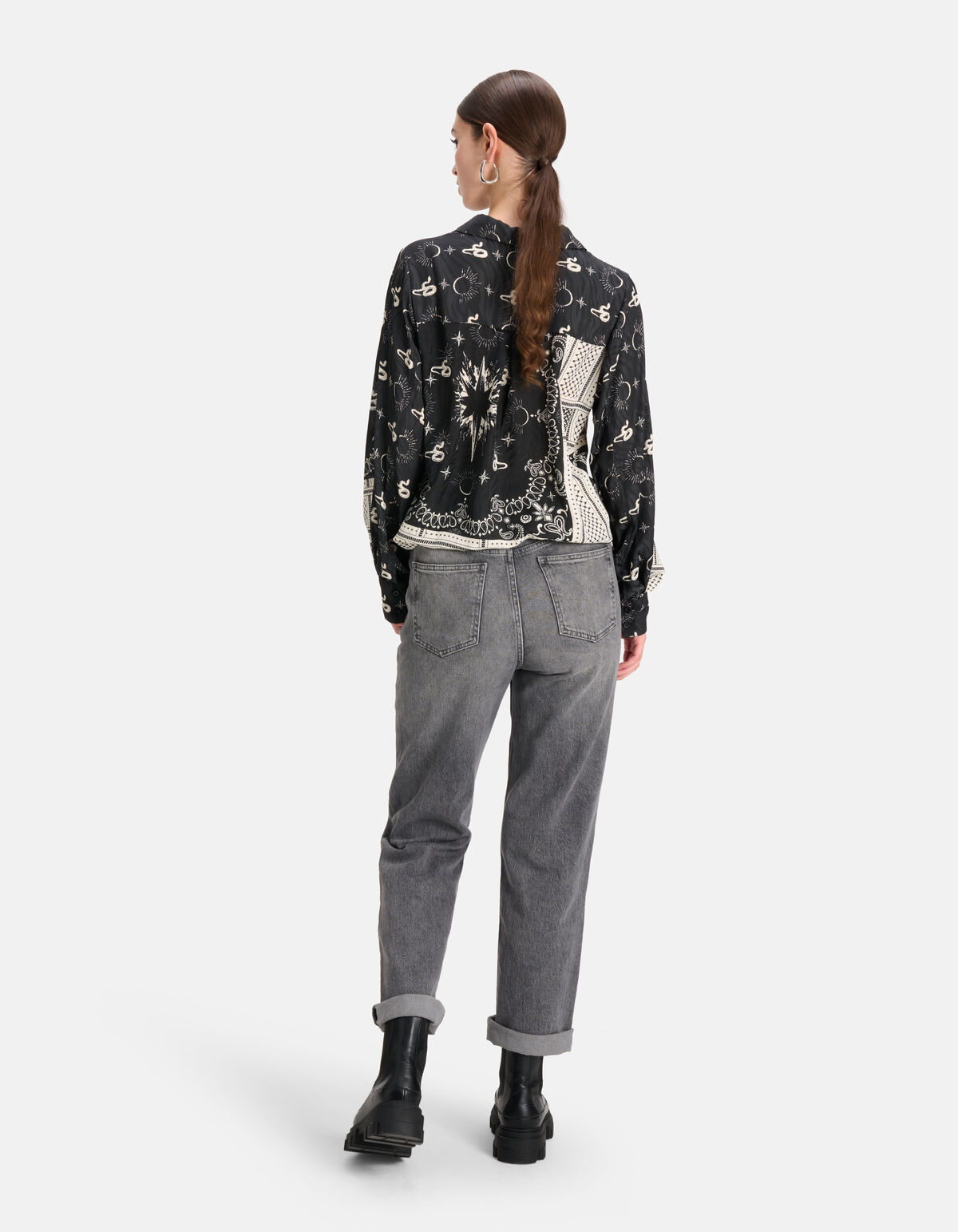 Grafische Print Blouse Zwart SHOEBY WOMEN