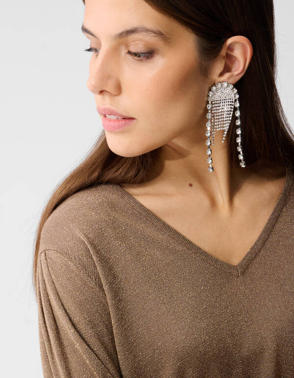 Glitter V-hals Trui Bruin SHOEBY WOMEN