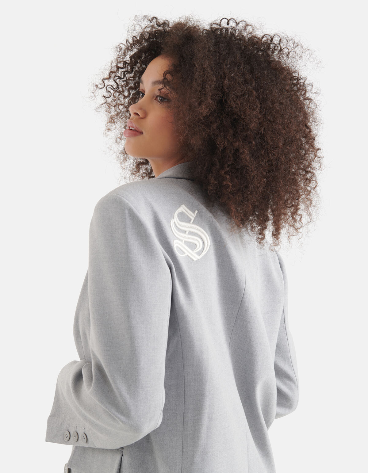 Oversized Geborduurde Blazer Lichtgrijs SHOEBY WOMEN