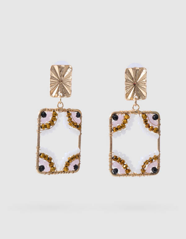 Beaded Square Oorbellen Goud SHOEBY ACCESSOIRES