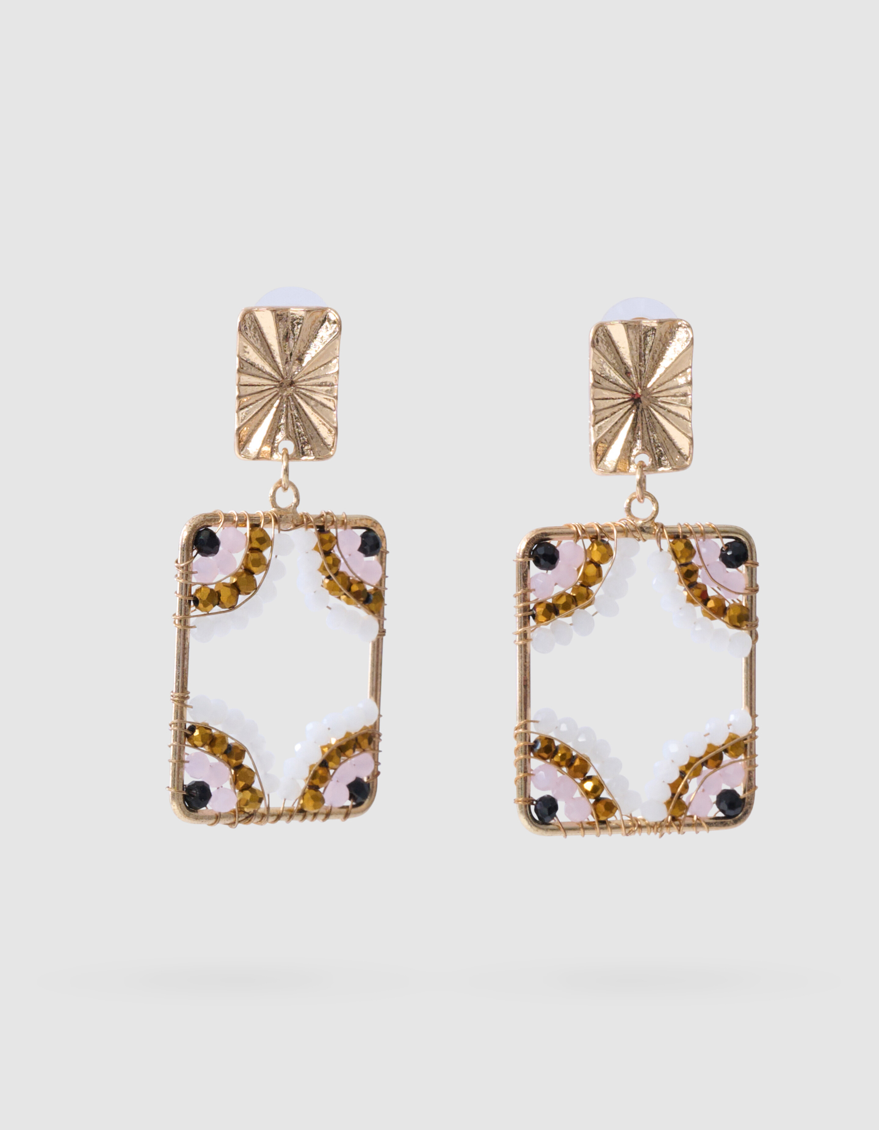 Beaded Square Oorbellen Goud SHOEBY ACCESSOIRES