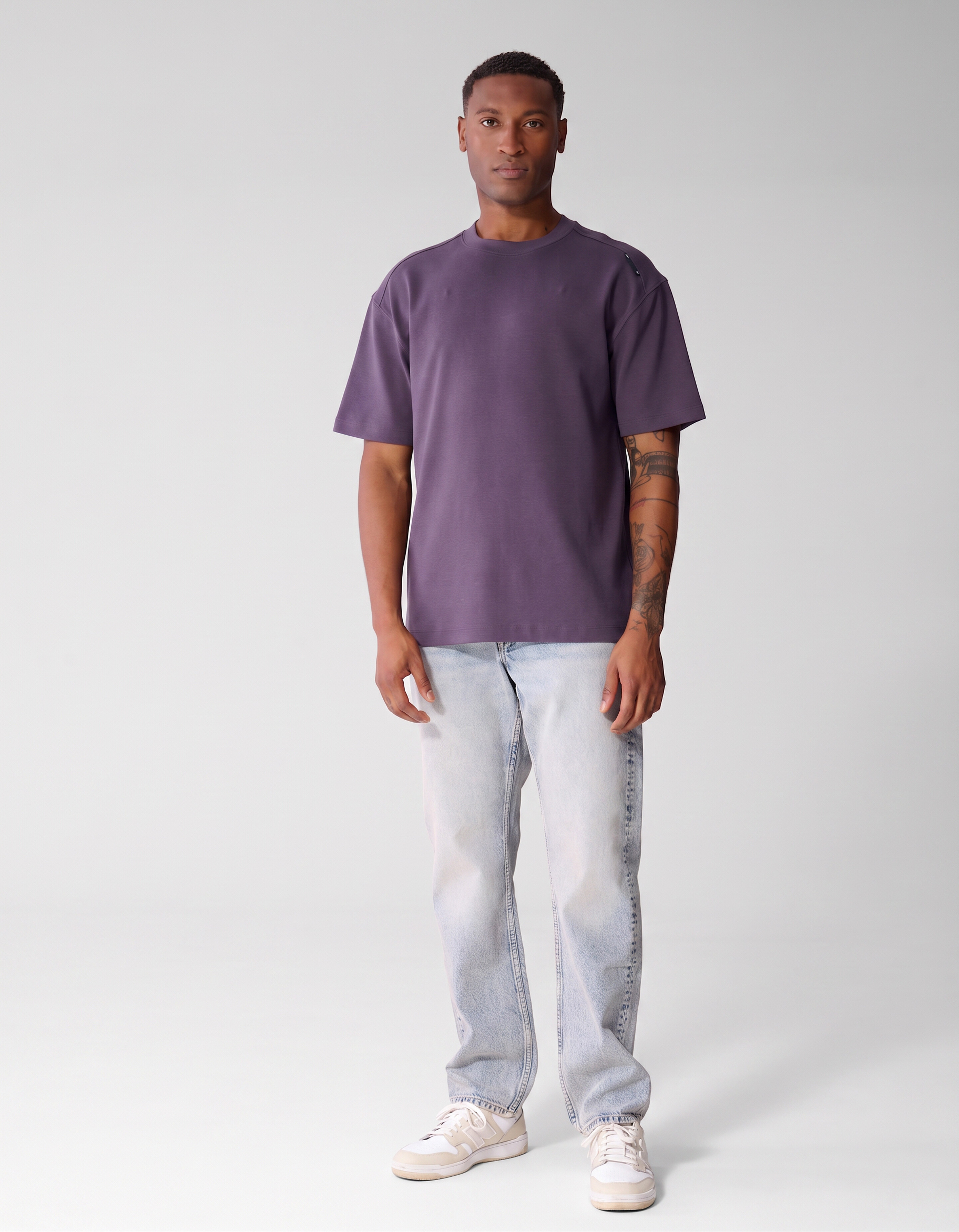 Basis Label T-shirt Paars SHOEBY MEN