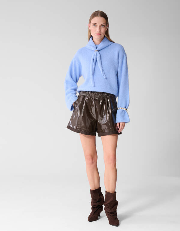 Fluffy Scarf Gebreide Trui Blauw SHOEBY WOMEN