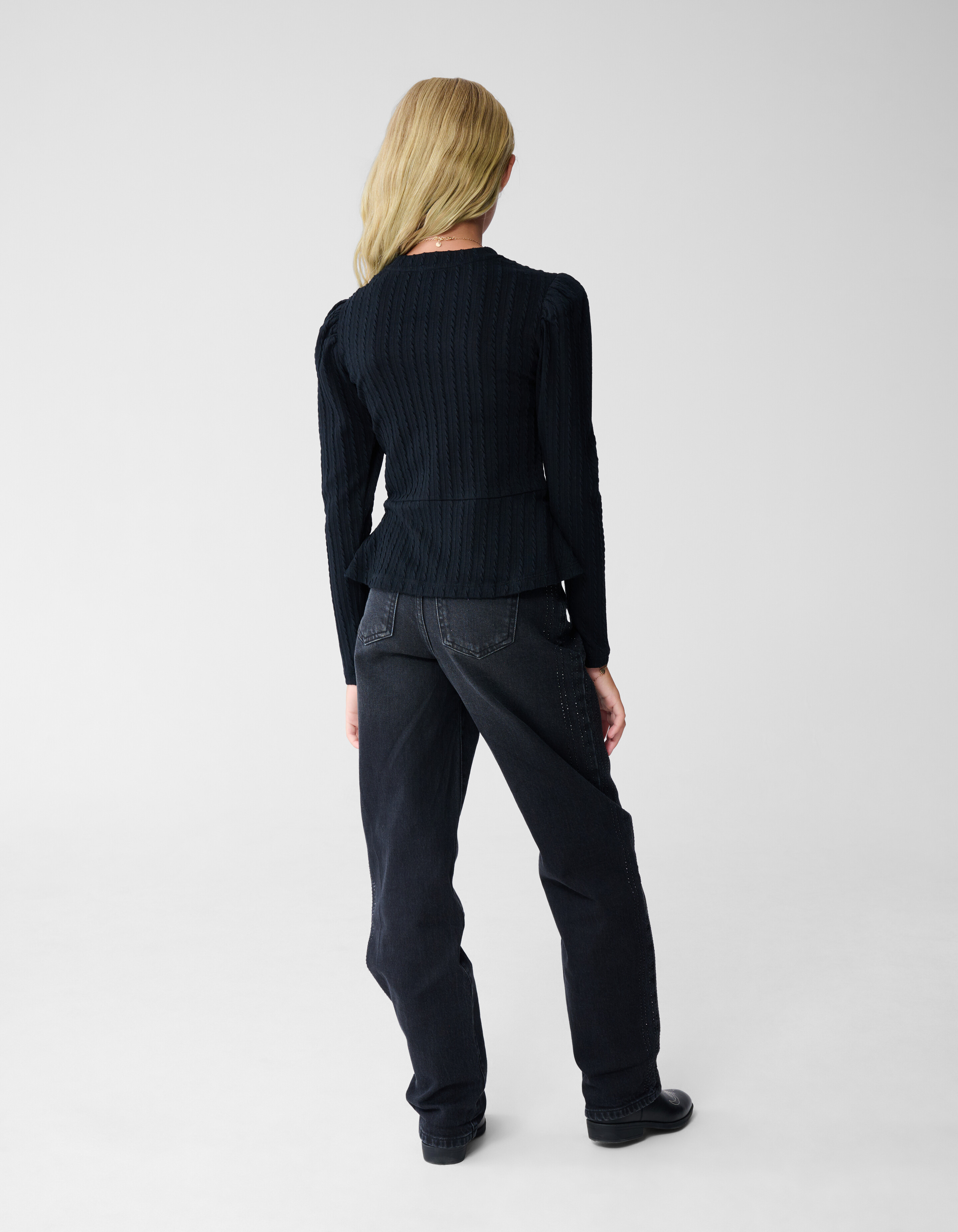 Peplum Kabel Top Zwart SHOEBY GIRLS