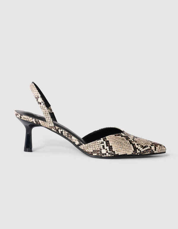 Snake Vegan Leren Hakken Lichtbruin SHOEBY SHOES