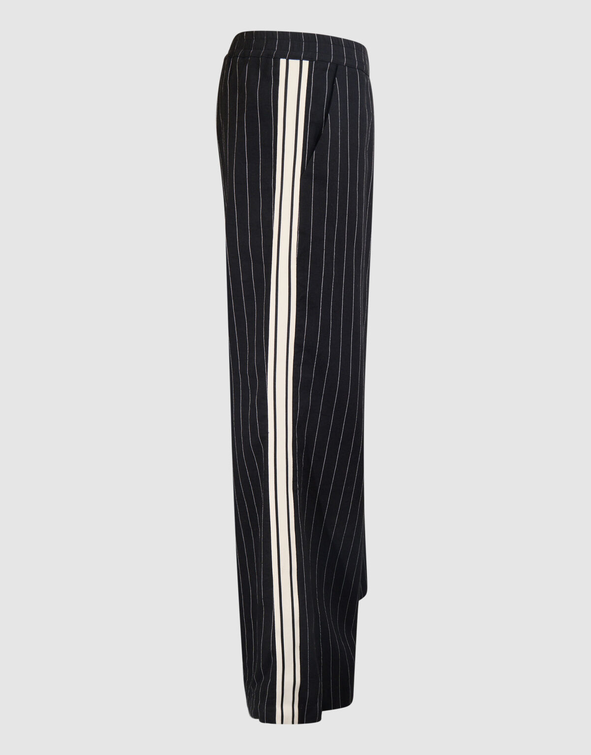 Pinstripe Wide Leg Fit Broek Donkergrijs SHOEBY WOMEN