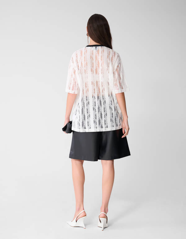 Oversized Kanten Label T-shirt Wit SHOEBY WOMEN