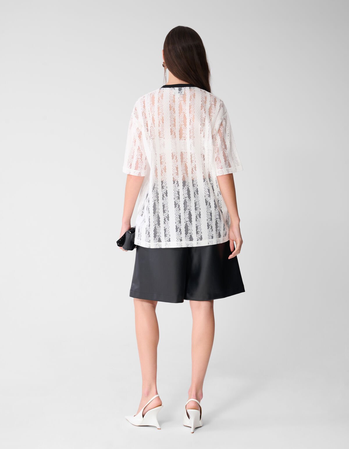 Oversized Kanten Label T-shirt Wit SHOEBY WOMEN