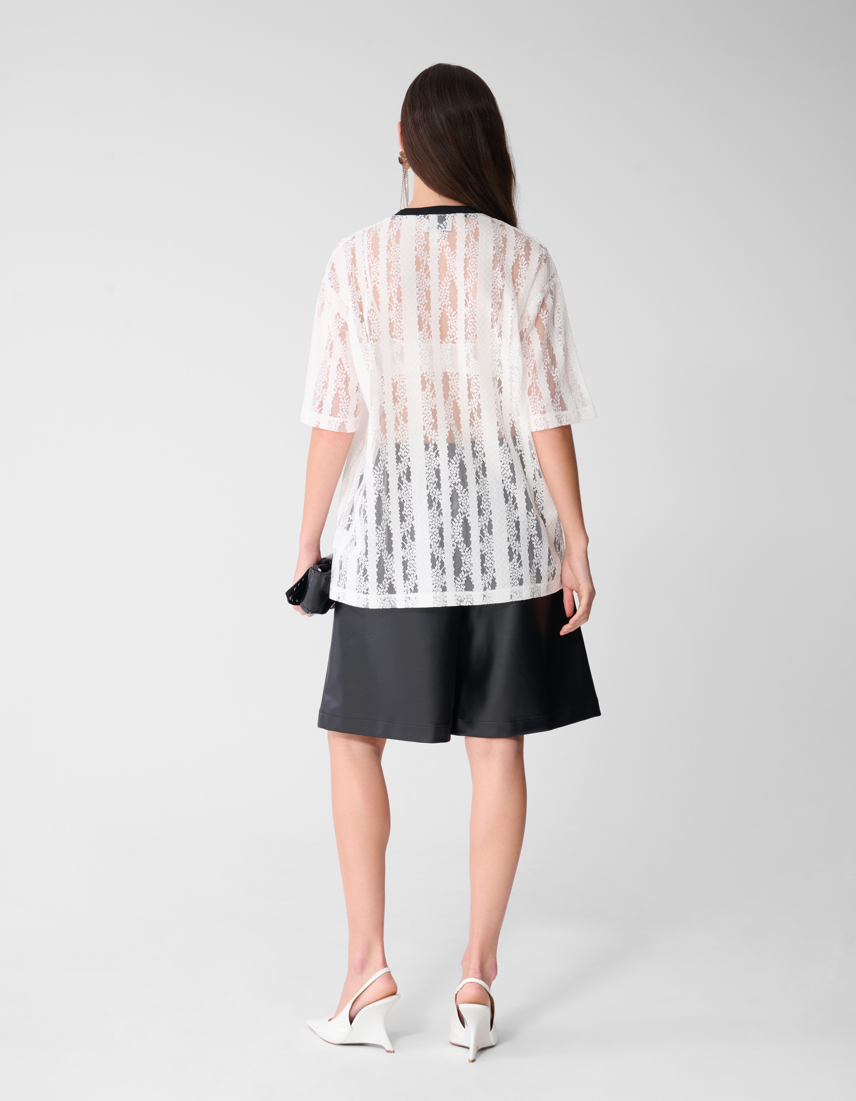 Oversized Kanten Label T-shirt Wit SHOEBY WOMEN