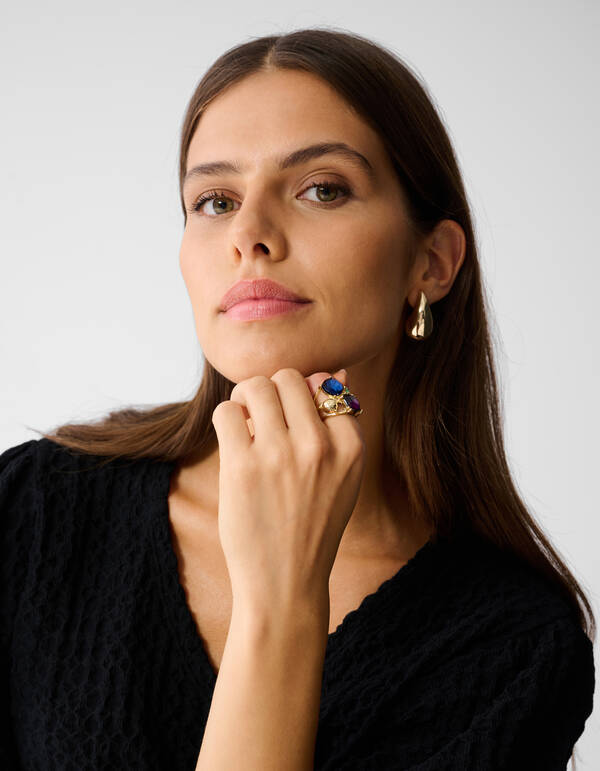 Big Multi Strass Ring Goud SHOEBY ACCESSOIRES