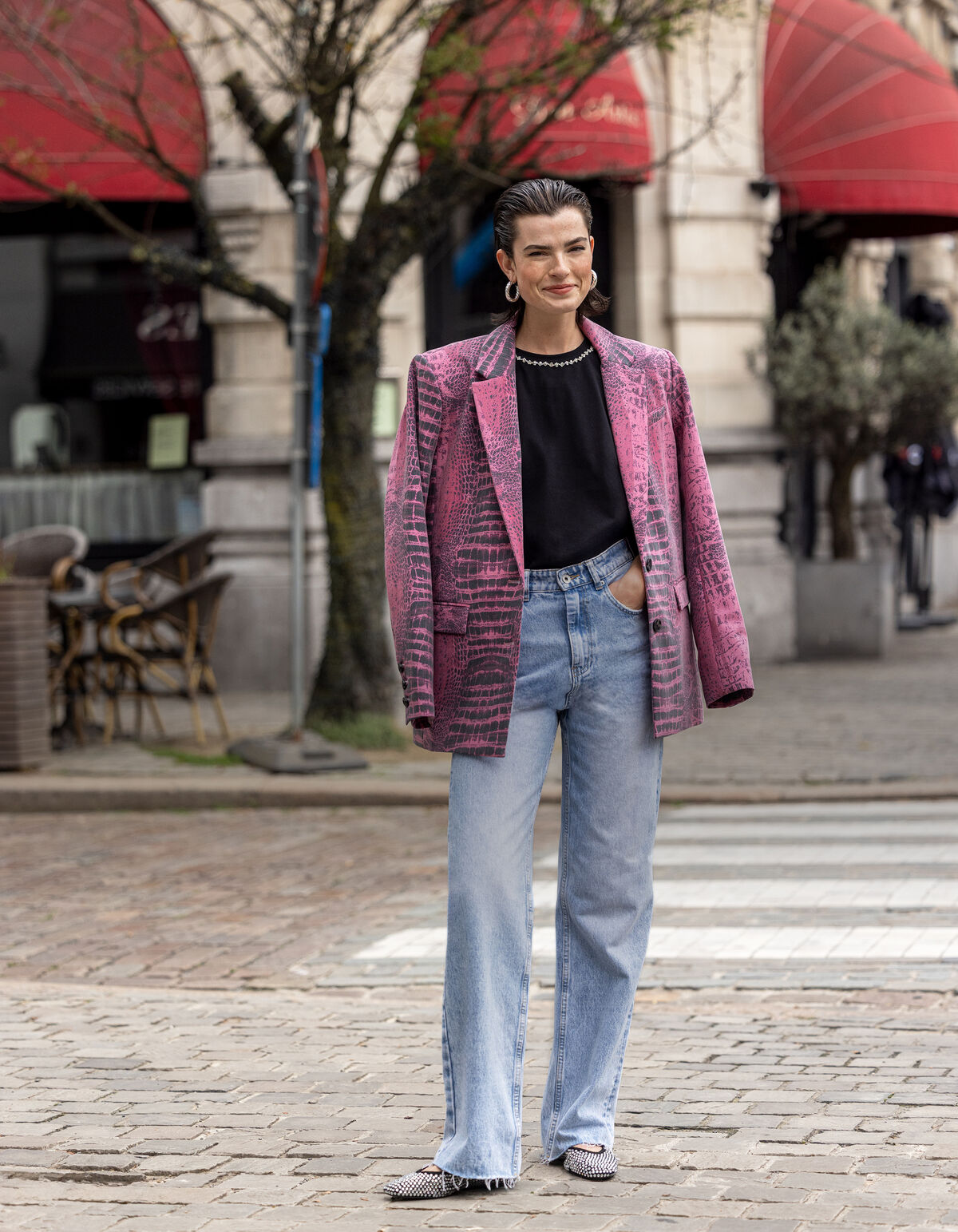 Strass Chain T-shirt Zwart SHOEBY WOMEN