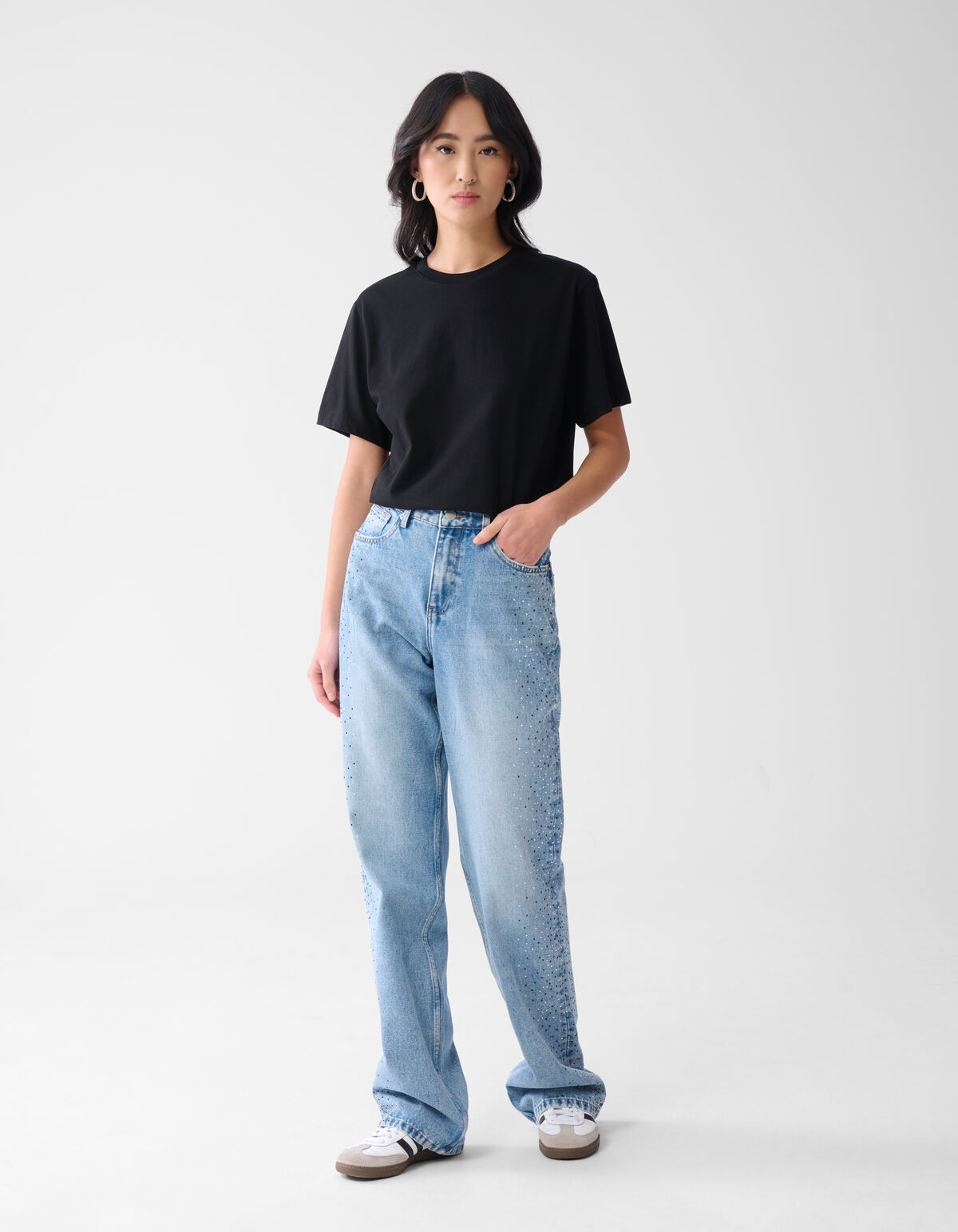 Studs Straight Fit Jeans Mediumstone SHOEBY WOMEN