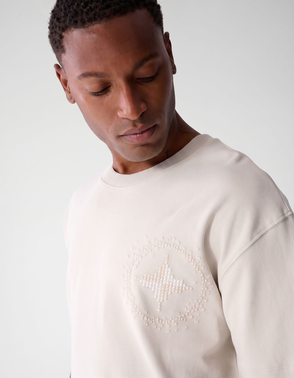 Embroidery Logo T-shirt Beige SHOEBY MEN
