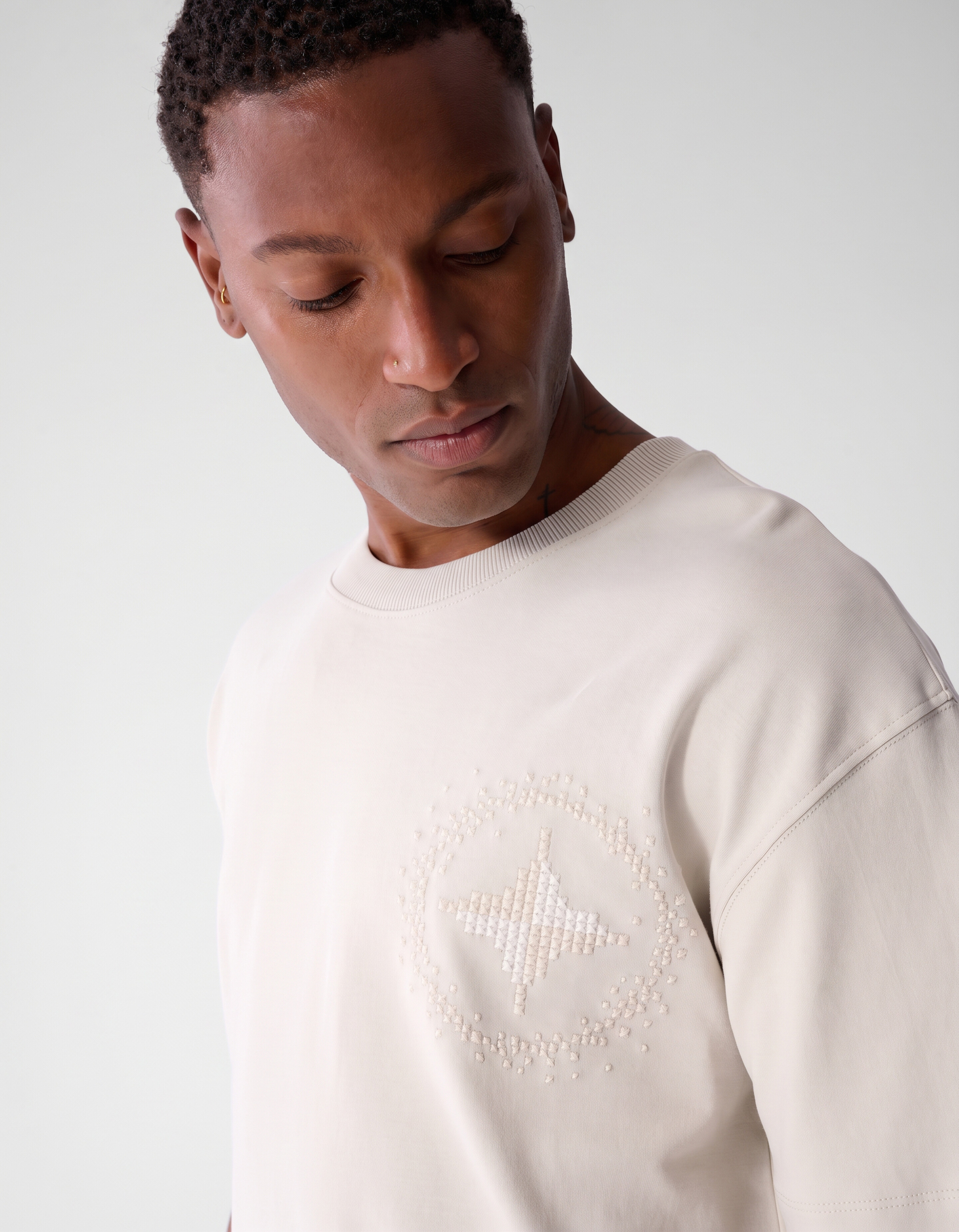 Embroidery Logo T-shirt Beige SHOEBY MEN