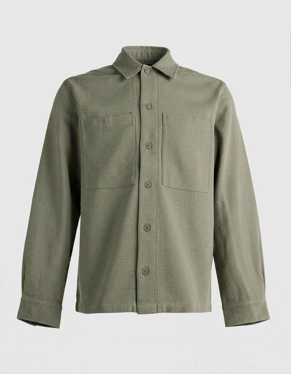 Block Jaqcuard Overshirt Groen SHOEBY MEN