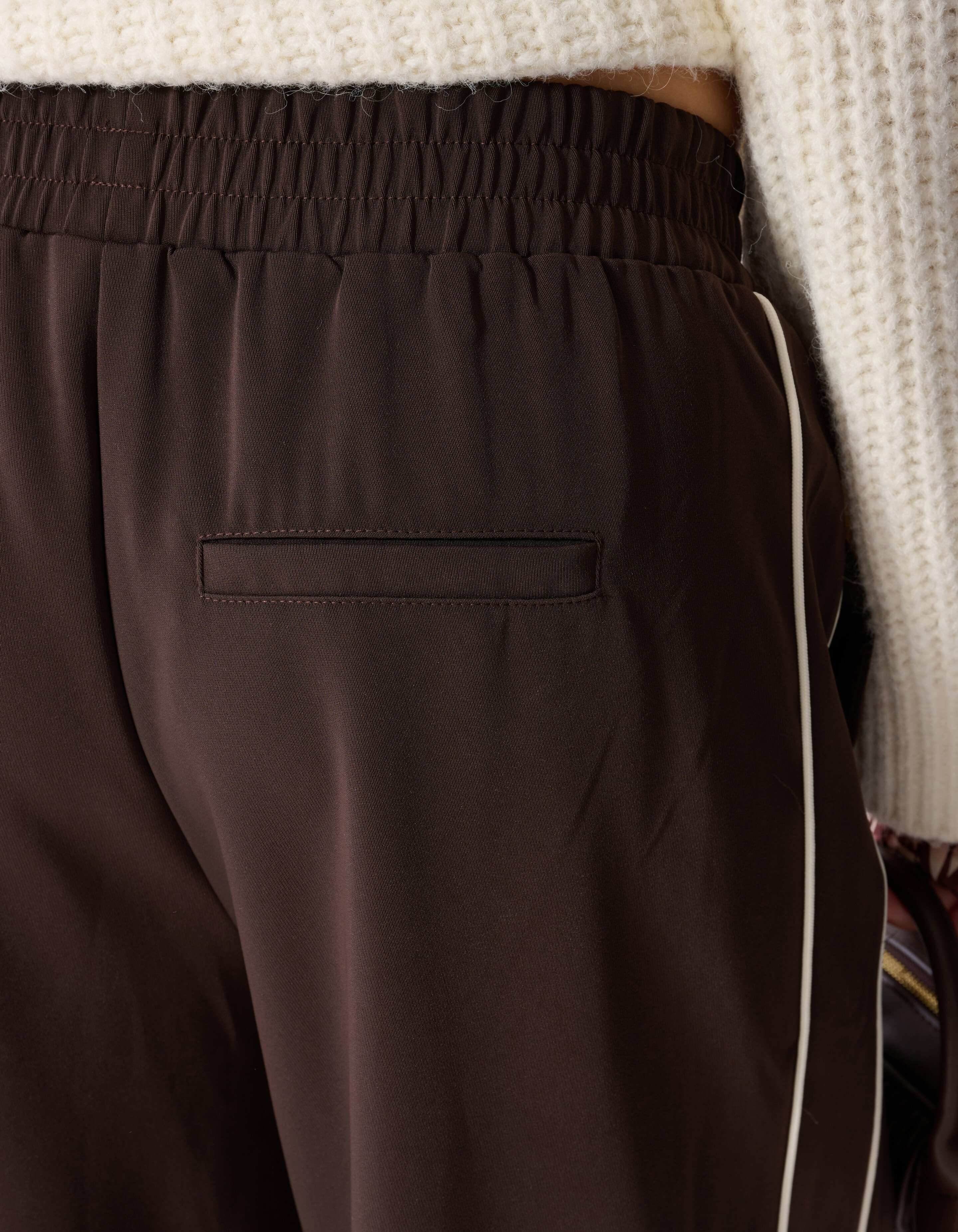 Sporty Piping Wide Leg Fit Broek Donkerbruin SHOEBY WOMEN