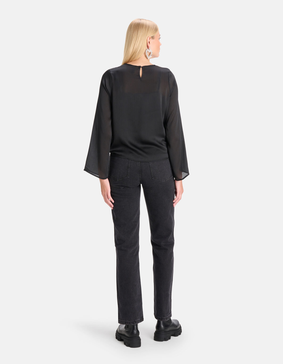 Crinkle Chiffon Top Zwart SHOEBY WOMEN