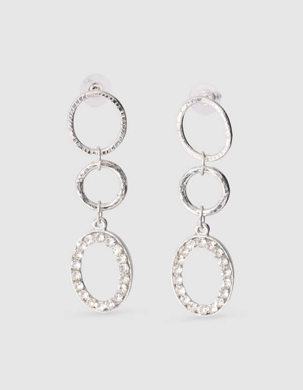 Strass Oval Oorbellen Zilver SHOEBY ACCESSOIRES